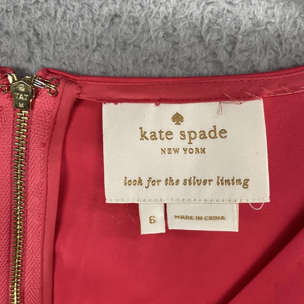 kate spade Sleeveless Colorblock Fit-and-Flare Dress in Coral, White & Navy - Picture 6 of 12